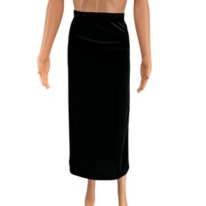Vintage Black Velvet Maxi Skirt Basic Editions Elastic Waist XL 90s Goth Grunge